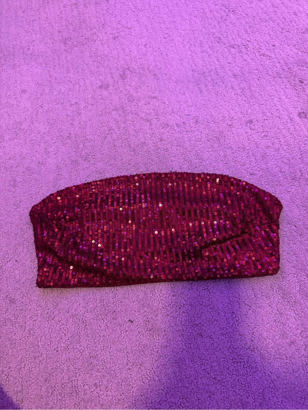 Strapless Sequin Bandeau Top - Burgundy